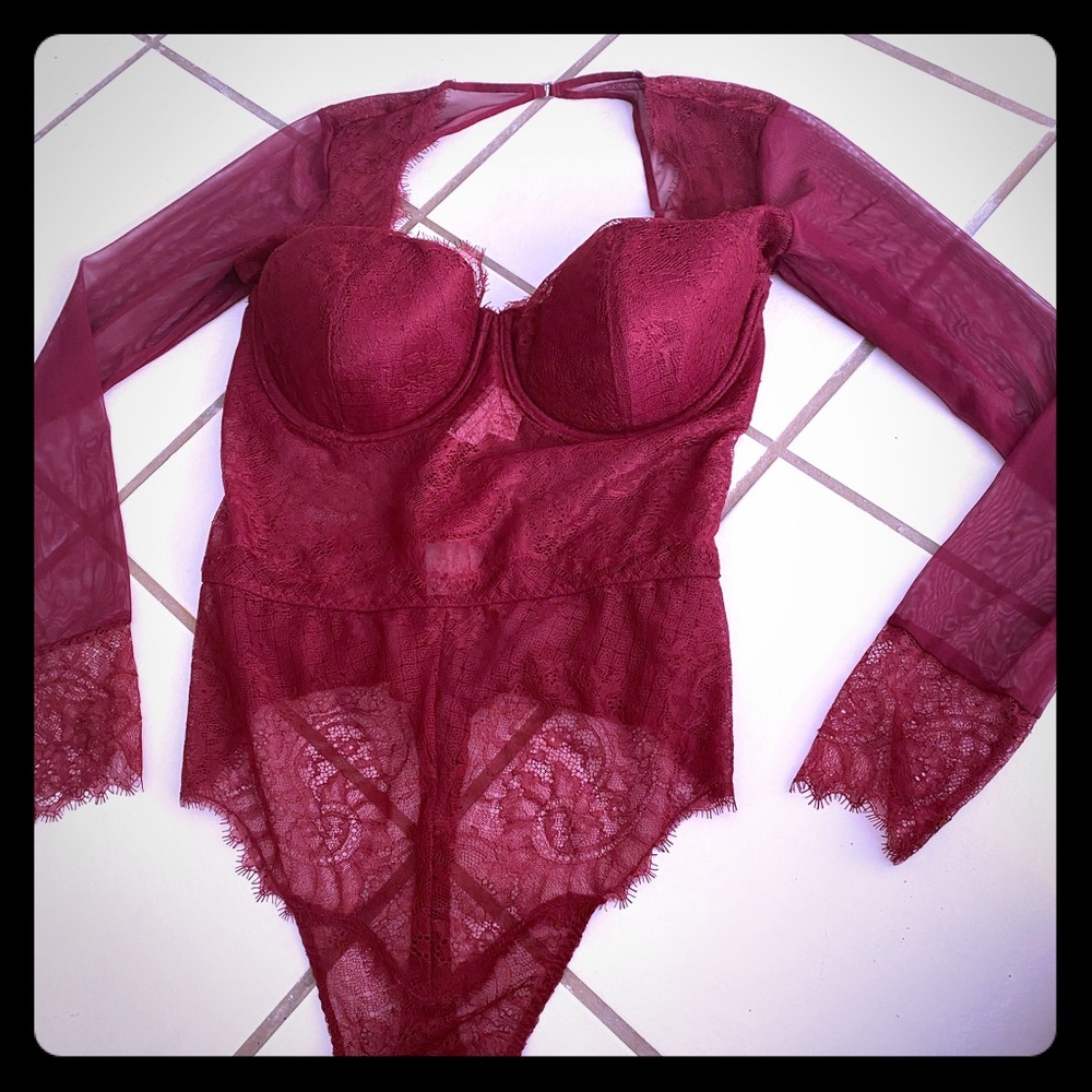 Victoria’s Secret  Burgundy lace bodysuit